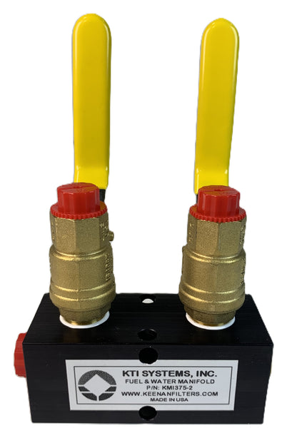 Fuel & Water Manifold - 2-Valve (3/8" valves, 1/2" inlets NPT)