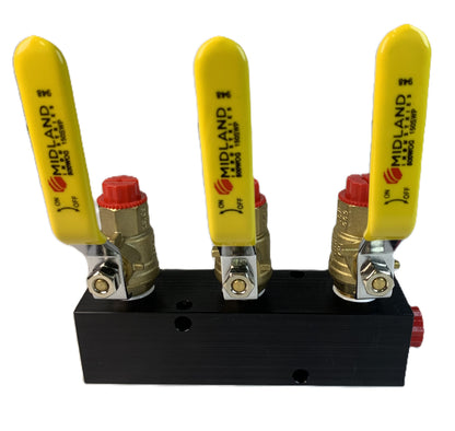Fuel & Water Manifold - 3-Valve (3/8" valves, 1/2" inlets NPT)