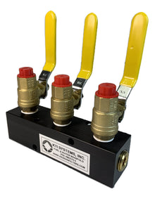 Fuel & Water Manifold - 3-Valve (3/8" valves, 1/2" inlets NPT)
