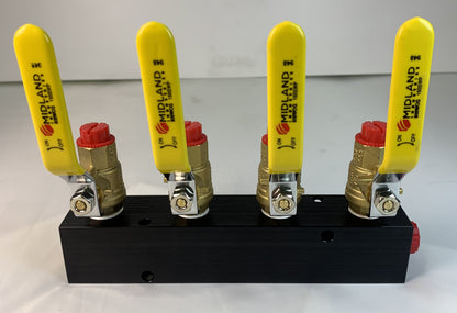 Fuel & Water Manifold - 4-Valve (3/8" valves, 1/2" inlets NPT)