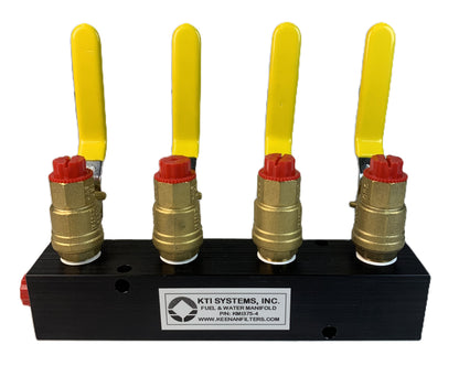 Fuel & Water Manifold - 4-Valve (3/8" valves, 1/2" inlets NPT)