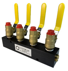 Fuel & Water Manifold - 4-Valve (3/8" valves, 1/2" inlets NPT)